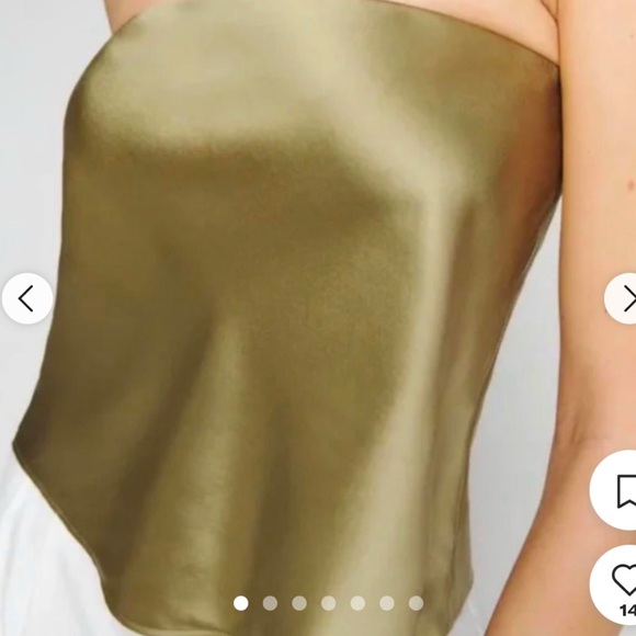 Reformation Green Satin Crop Tube Top Size Small Perfect Condition - Picture 2 of 8